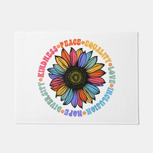 親切平和平等ラブホープ多様性ヒト ドアマット (正面)