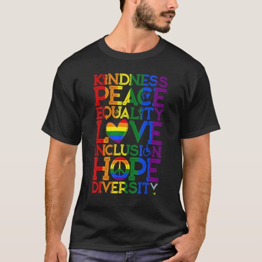 親切平和平等包摂多様性人間 Tシャツ (正面)