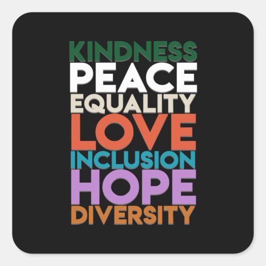 親切平和支援地球世界平和デー恋人 スクエアシール (正面)