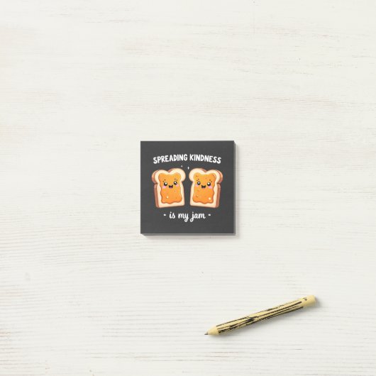 親切心を広めるのは私のジャムロおもしろいーフパンのジャム ポストイット (デスク上)