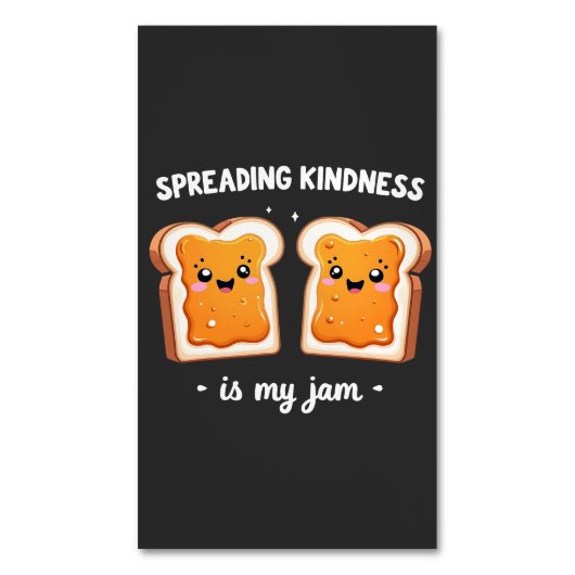 親切心を広めるのは私のジャムロおもしろいーフパンのジャム マグネット名刺 (正面縦)