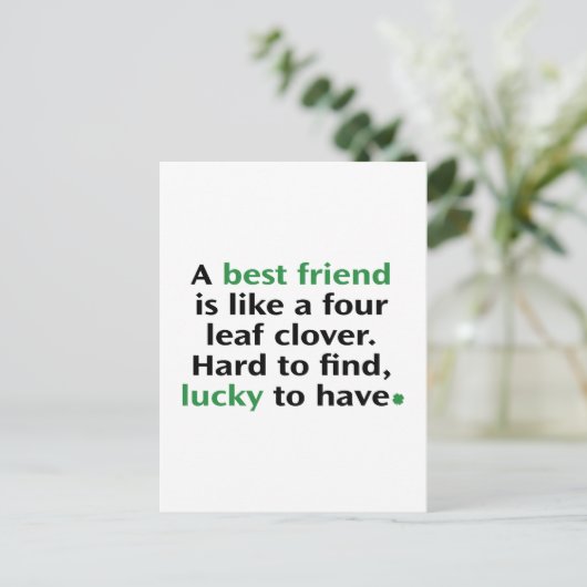 親友とはハート型の四葉のクローバーのよう ポストカード (スタンド正面)