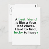親友とはハート型の四葉のクローバーのよう ポストカード (正面/裏面)