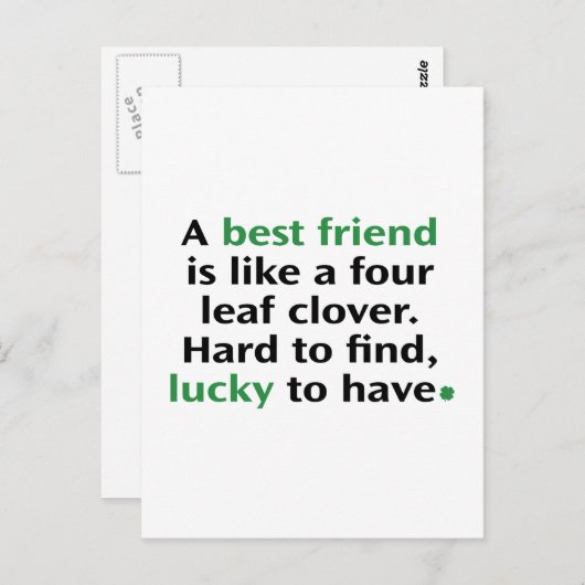 親友とはハート型の四葉のクローバーのよう ポストカード (正面/裏面)