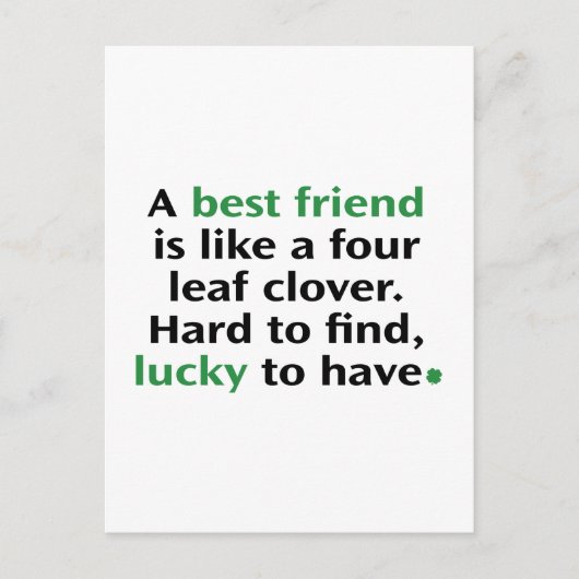 親友とはハート型の四葉のクローバーのよう ポストカード (正面)