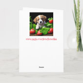 親友に感謝する |イチゴの子犬 カード (裏面)