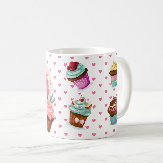 親友のカップケーキが付いているカスタムなコーヒー・マグ コーヒーマグカップ (正面右)