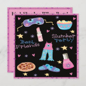 親友のスランバー・パーティーのSleepover 招待状 (正面/裏面)