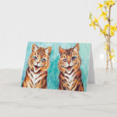 親友のヴィンテージ猫カード カード (黄色い花)