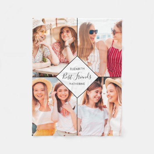 親友 BFF 一番の友達 名前 写真コラージュ フリースブランケット (正面)