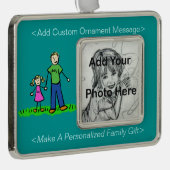 親子かわいいカスタムオーナメント シルバープレートフレームオーナメント (右)