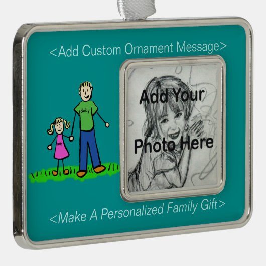 親子かわいいカスタムオーナメント シルバープレートフレームオーナメント (右)
