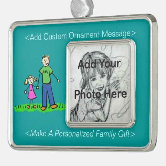 親子かわいいカスタムオーナメント シルバープレートフレームオーナメント (左)