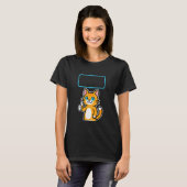 親子で楽しむミーム作成 親指を立てた猫 キャプション K Tシャツ (正面フル)