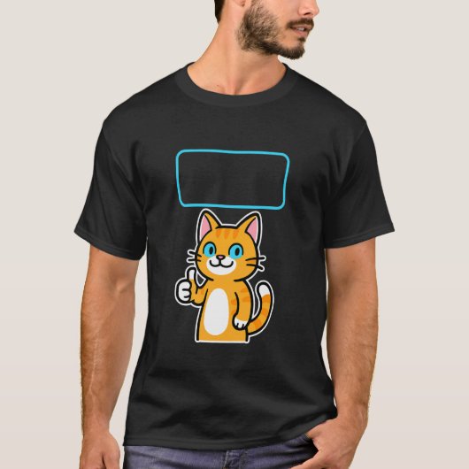 親子で楽しむミーム 親指を立てた猫 キャプション K Tシャツ (正面)