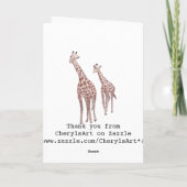 親子キリンのカードを描く サンキューカード (裏面)