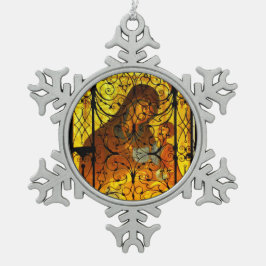 親子スノーフレーク額縁オーナメント スノーフレークピューターオーナメント