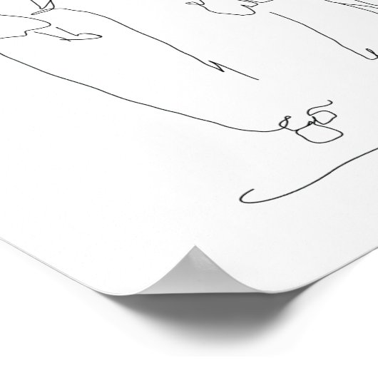 親子ラインアート、家族イラストレーション、 ポスター (角)