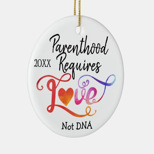 親子関係は愛ないDNAの採用のギフトを要求します セラミックオーナメント (右)