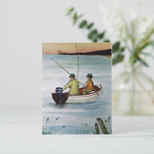 親子魚釣り旅行 ポストカード (スタンド正面)
