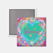 親密なかわいらしハートカラフル花の激動 マグネット (正面/裏面)