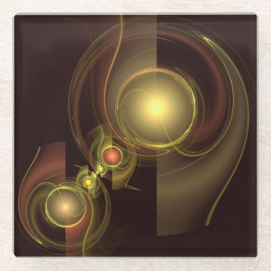 親密なつながり抽象芸術アート ガラスコースター (正面)