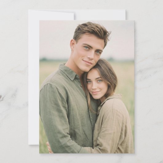 親密なグリーン ラスティック フォト 招待状 (正面)