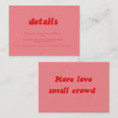 親密なレトロピンクと赤の結婚式の詳細カード エンクロージャーカード (正面/裏面)