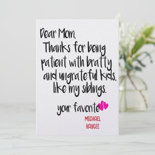 親愛なるお母さんへ 患者でいてくれてありがとう 母の日カード 招待状 (スタンド正面)