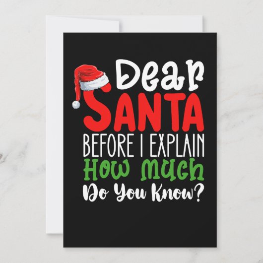 親愛なるサンタさんへ、私が説明する前にどれくらい知ってる？ 招待状 (正面)