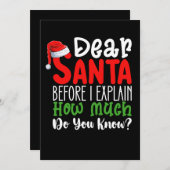 親愛なるサンタさんへ、私が説明する前に、どれくらい知ってる？ 招待状 (正面/裏面)