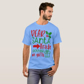 親愛なるサンタさん、お兄ちゃんと交換してね 面白いクリスマスデザイン Tシャツ (正面フル)