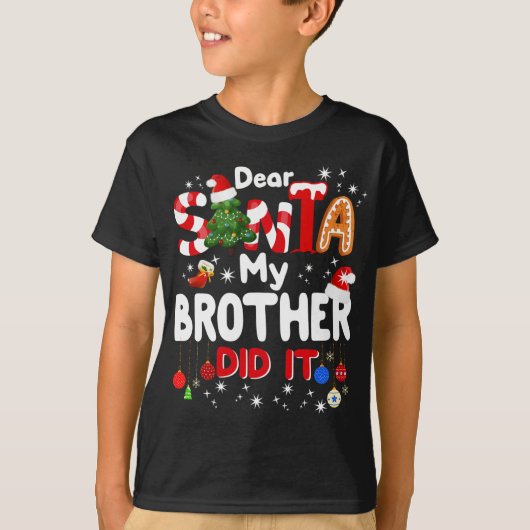 親愛なるサンタさん 弟がやったの おかしいクリスマス Tシャツ (正面)