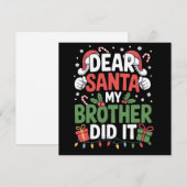 親愛なるサンタさん 弟がやったんだ 面白いクリスマス シーズンカード (正面/裏面)