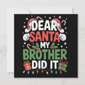 親愛なるサンタさん 弟がやったんだ 面白いクリスマス シーズンカード (正面)