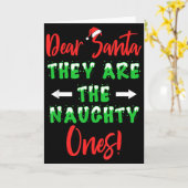 親愛なるサンタさん 彼らは悪い子なのよ 面白いクリスマス カード (黄色い花)
