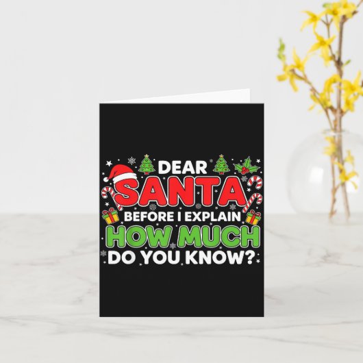 親愛なるサンタさん、私には理由があるんです 面白いクリスマス メンズ レディース カード (黄色い花)