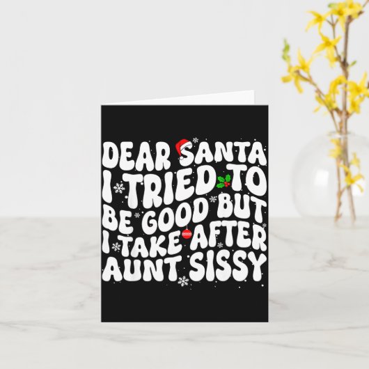 親愛なるサンタさん、私は良い子でいようとしたけど、アントに似ちゃった カード (黄色い花)