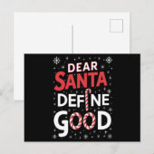 親愛なるサンタさん、良いクリスマスとホリデーシーズンの定義を教えて シーズンポストカード (正面/裏面)