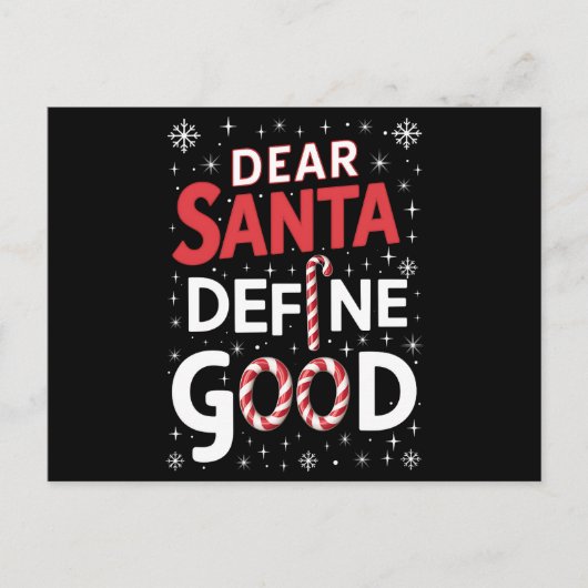 親愛なるサンタさん、良いクリスマスとホリデーシーズンのXmasを定義してください シーズンポストカード (正面)