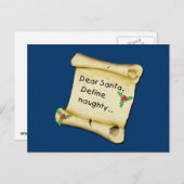 親愛なるサンタは…いけないTシャツ、ベビーの衣服を定義します シーズンポストカード (正面/裏面)