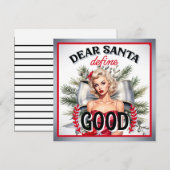 親愛なるサンタへ　かわいいレトロ・ピンナップ・ガールについて教えて シーズンカード (正面/裏面)