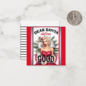 親愛なるサンタへ かわいいレトロ・ピンナップ・ガールについて教えて ノートカード (正面/裏面インサイチュ)