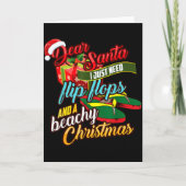 親愛なるサンタへ フリップフロップとビーチのようなクリスマスプレゼントが欲しい カード (正面)
