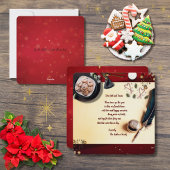 親愛なるサンタへ 友達とペットに願いを 5.5x5.5 赤 シーズンカード