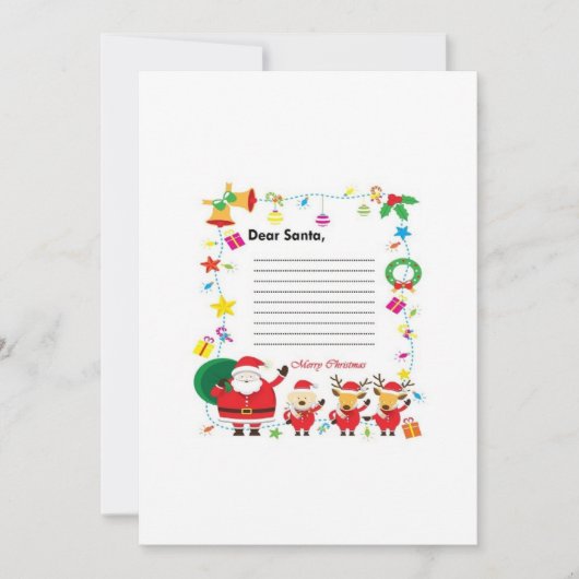 親愛なるサンタへ、子供たちのクリスマスの願いリストです 招待状 (正面)