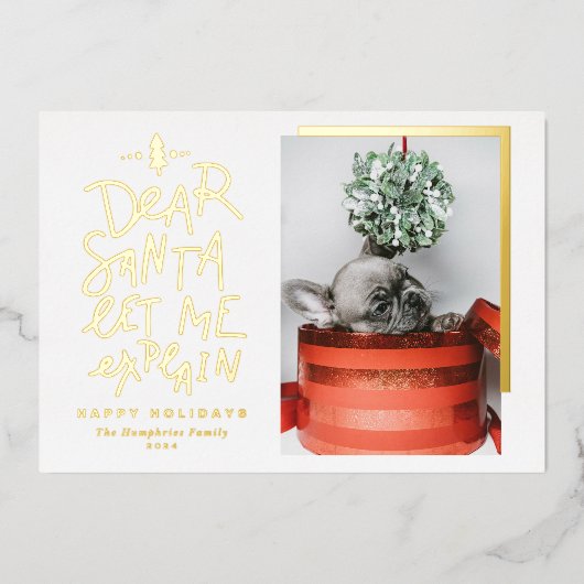 親愛なるサンタへ　～手紙の文字を説明する写真～ 箔シーズンカード (正面)