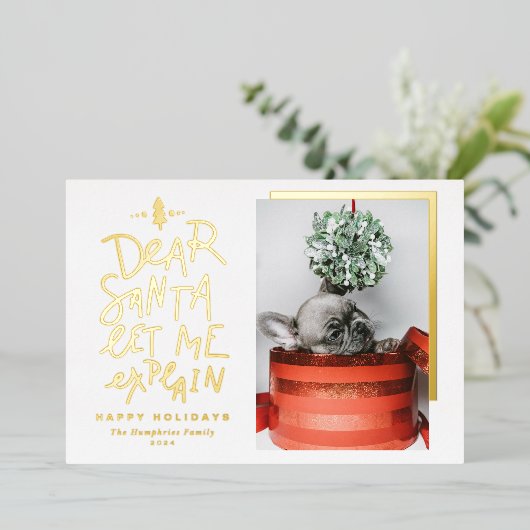 親愛なるサンタへ　～手紙の文字を説明する写真～ 箔シーズンカード (立ち正面)