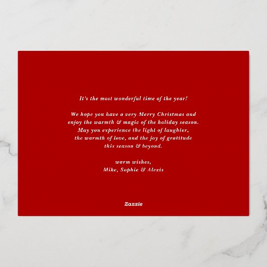 親愛なるサンタへ　～手紙の文字を説明する写真～ 箔シーズンカード (裏面)