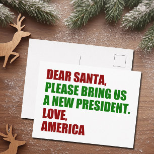 親愛なるサンタへ 新しい大統領が欲しい 面白いクリスマス ポストカード